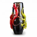 Vaso de vidro colorido com lagartixas artesanais na Itália - Geco