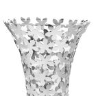 Vaso de luxo italiano em vidro e metal prateado com decoração de flores - Terraceo Viadurini