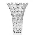 Vaso de Luxo Design em Vidro e Metal Banhado a Prata com Decoração Floriano - Floriano