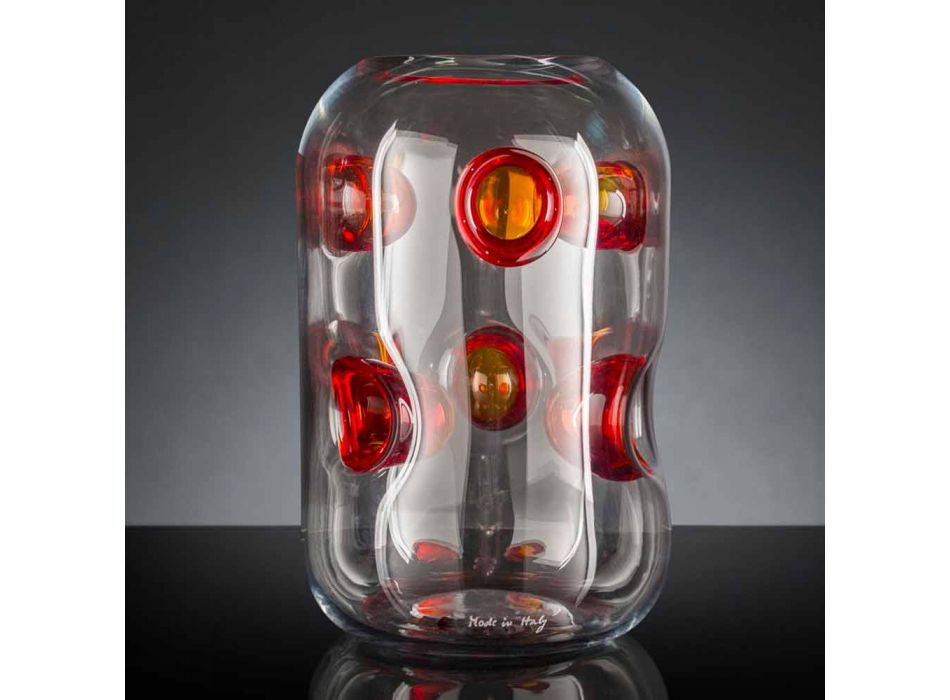 Vaso de vidro soprado Murano com detalhes coloridos Made in Italy - Trapani Viadurini