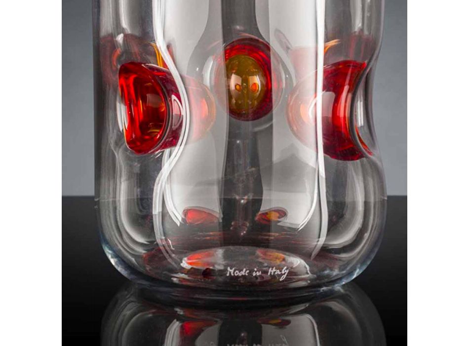 Vaso de vidro soprado Murano com detalhes coloridos Made in Italy - Trapani Viadurini