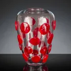 Vaso de vidro soprado transparente e vermelho de Murano feito na Itália - Cenzo Viadurini