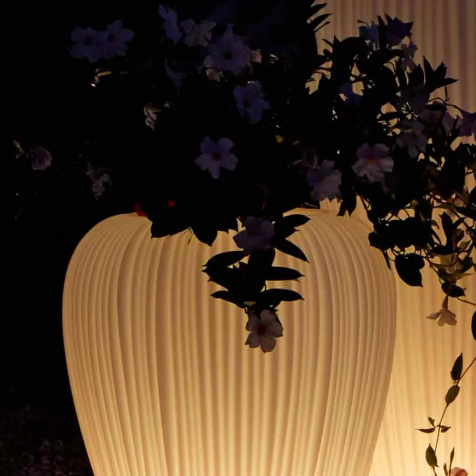 Vaso luminoso para exterior de design moderno em polietileno, 2 peças - Skin by Myyour Viadurini