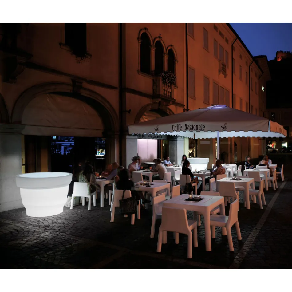 Vaso de jardim de polietileno brilhante com LED Made in Italy - Poldo Viadurini