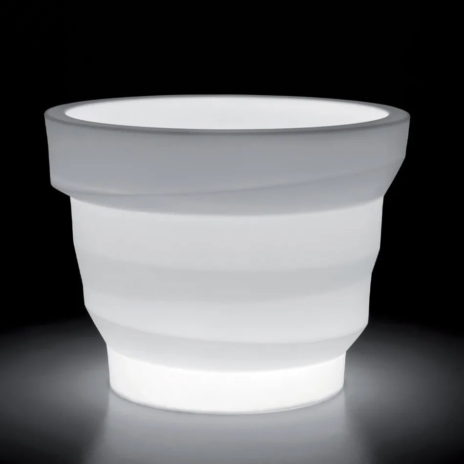 Vaso de jardim de polietileno brilhante com LED Made in Italy - Poldo Viadurini