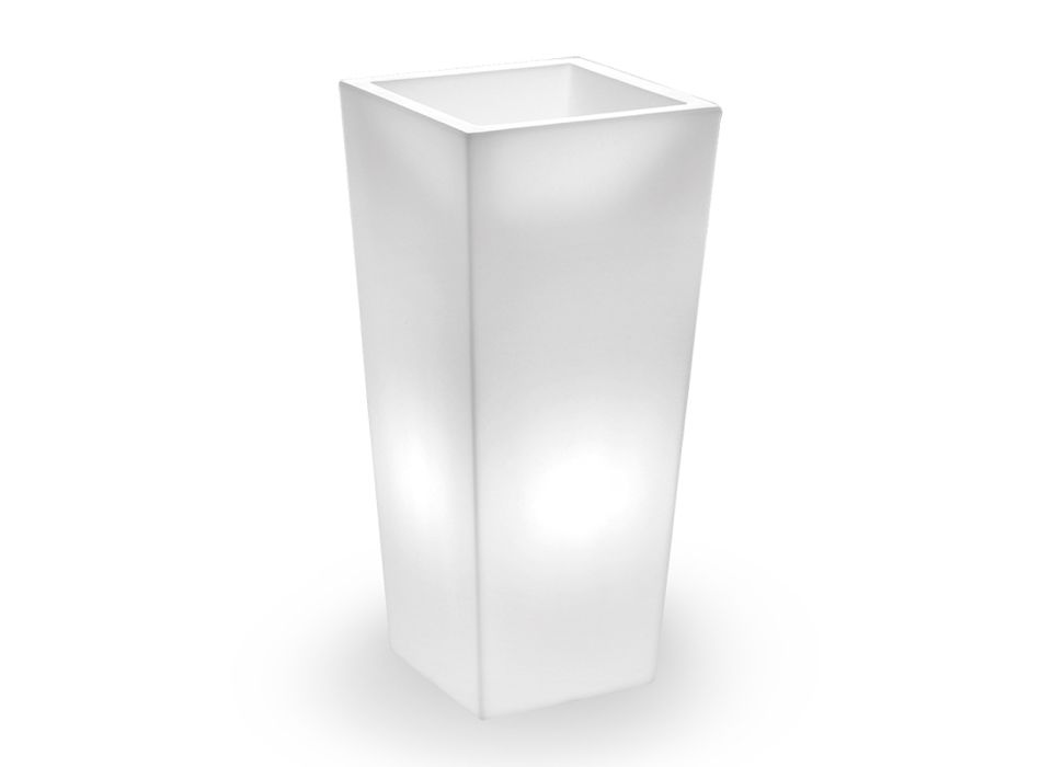 Vaso interno alto em polietileno branco fabricado na Itália - Devid Viadurini