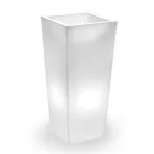 Vaso alto iluminado para interiores em polietileno perolado, fabricado na Itália - Devid Viadurini