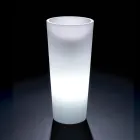 Vaso alto iluminado para interiores em polietileno perolado, fabricado na Itália - Devid Viadurini