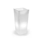 Vaso alto iluminado para interiores em polietileno perolado, fabricado na Itália - Devid Viadurini
