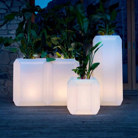 Vaso luminoso em plástico para exterior ou interior, 3 dimensões - Gem by Myyour Viadurini