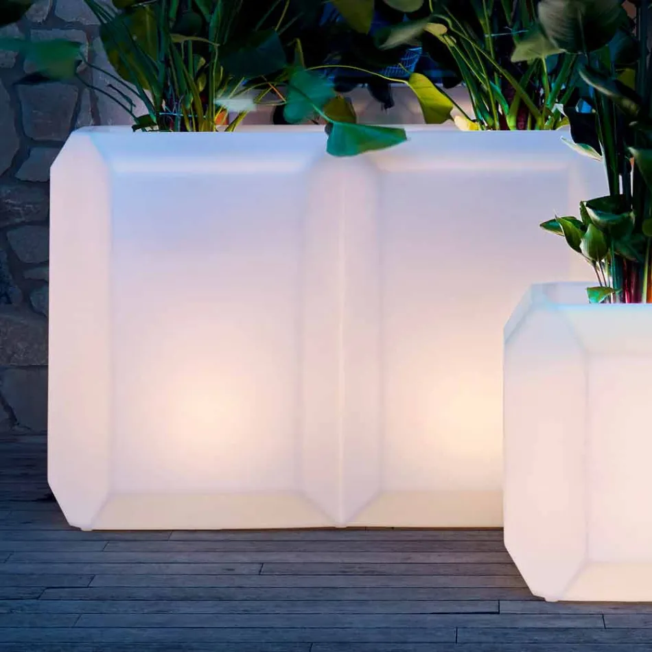 Vaso luminoso em plástico para exterior ou interior, 3 dimensões - Gem by Myyour Viadurini