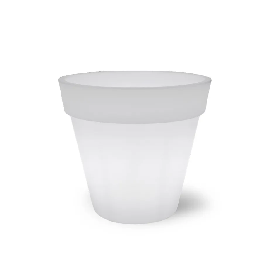 Vaso brilhante para exterior em polietileno branco fabricado na Itália - Taralla Viadurini