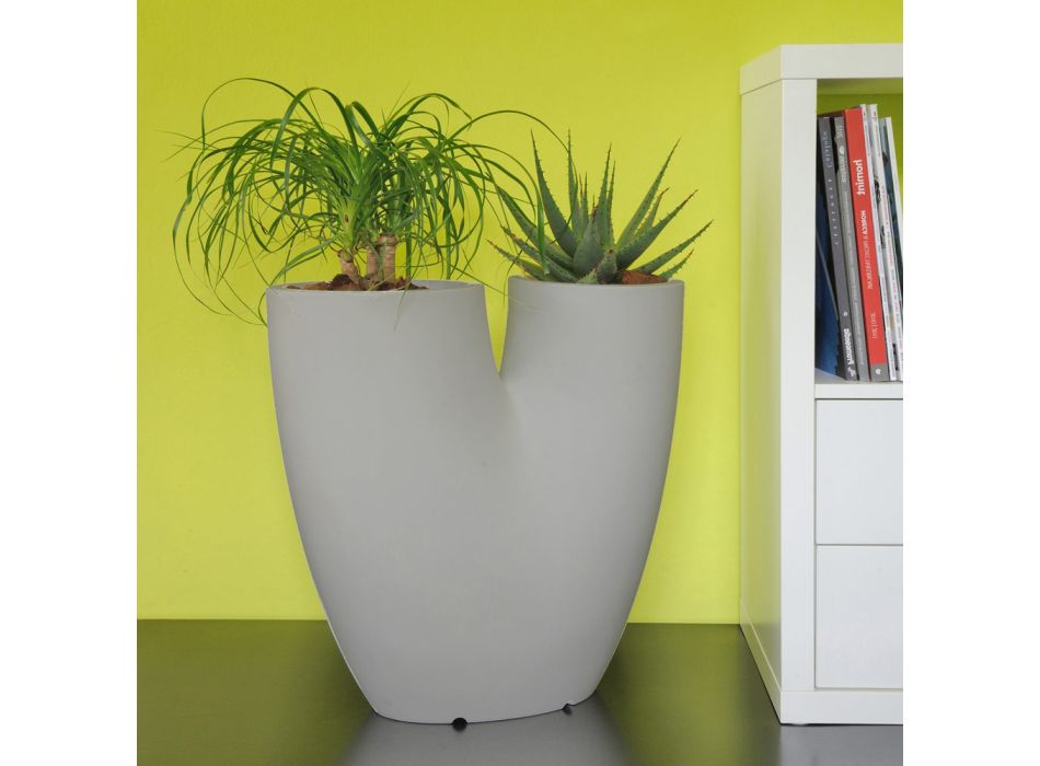 Vaso de jardim colorido moderno em polietileno fabricado na Itália - Flowes Viadurini