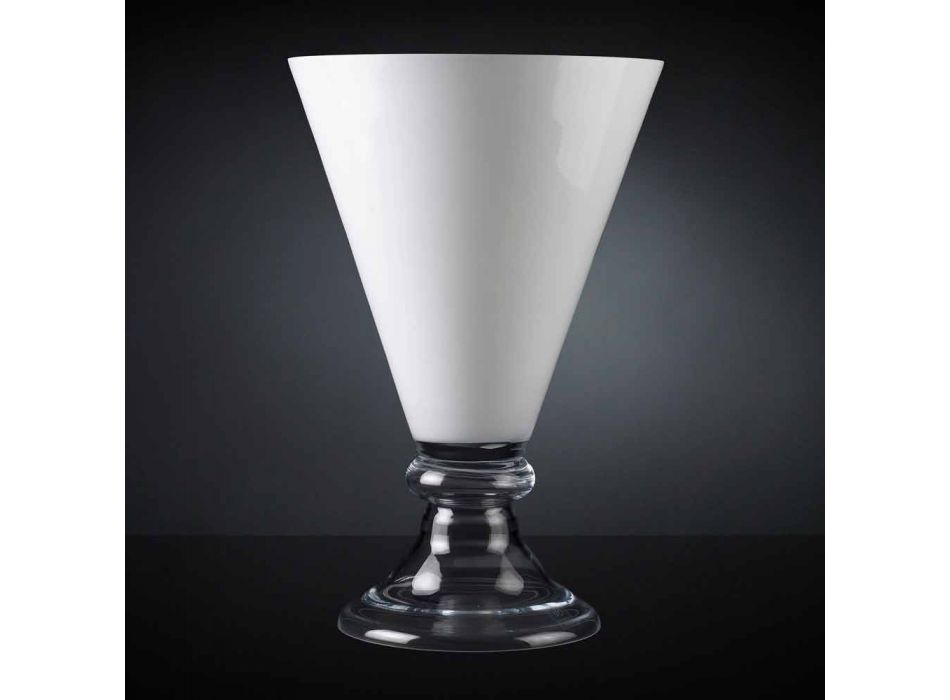 Vaso interno moderno em vidro branco e transparente feito na Itália - Romântico Viadurini
