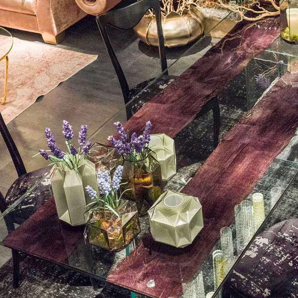 Vaso de vidro interno moderno feito à mão na Itália - Eagle Viadurini