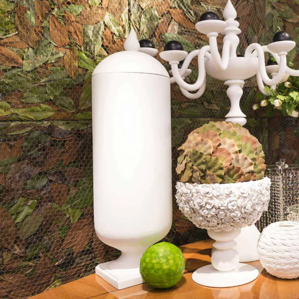 Vaso de cerâmica branca feito à mão moderno feito na Itália - Chantal Viadurini