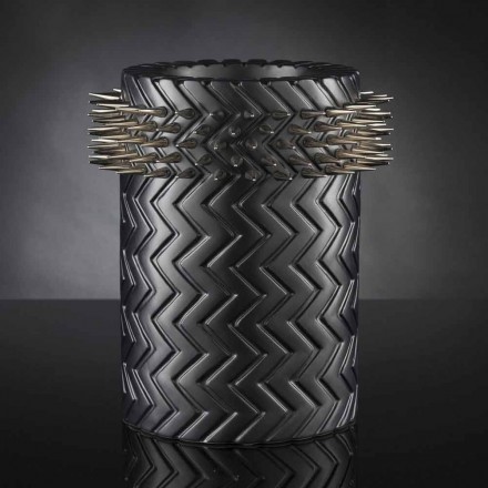 Vaso Ornamental de Cerâmica Preto Feito à Mão - Selva Viadurini
