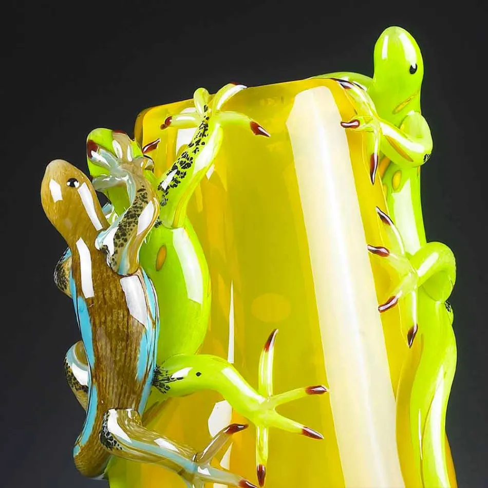 Vaso Ornamental de Vidro Colorido Feito à Mão na Itália - Geco Viadurini