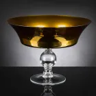 Vaso Ornamental em Ouro e Vidro Soprado Transparente Fabricado na Itália - Delfino Viadurini