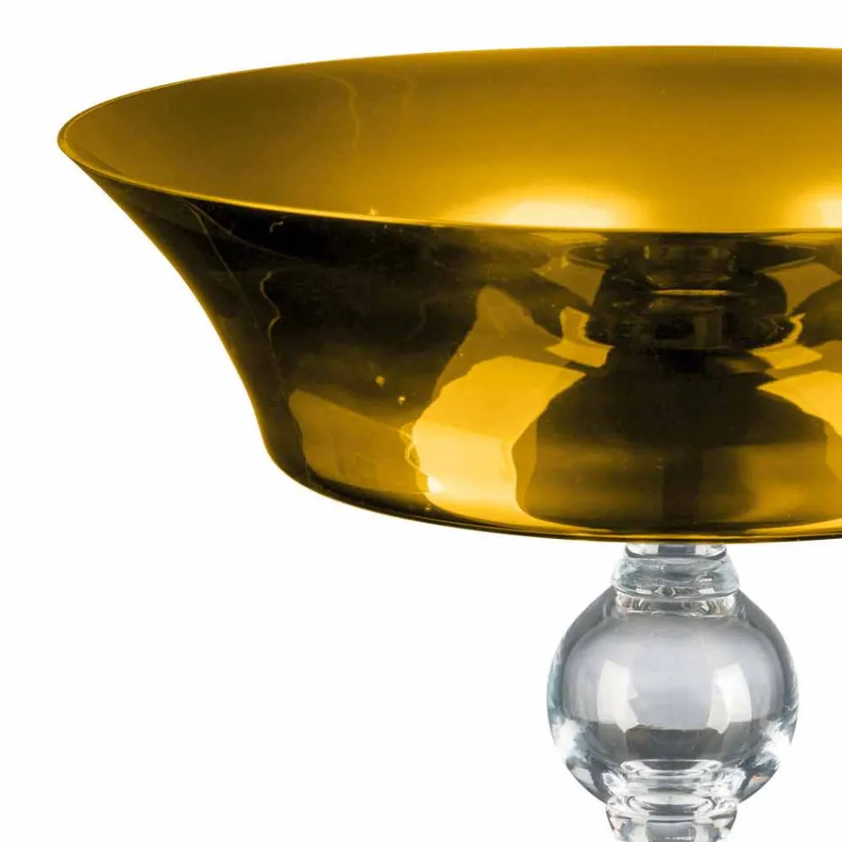 Vaso Ornamental em Ouro e Vidro Soprado Transparente Fabricado na Itália - Delfino Viadurini