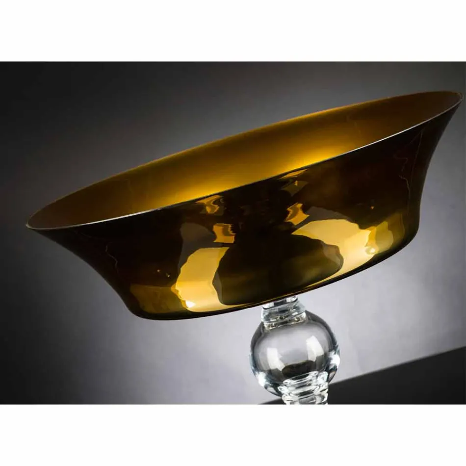 Vaso Ornamental em Ouro e Vidro Soprado Transparente Fabricado na Itália - Delfino Viadurini