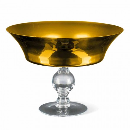 Vaso Ornamental em Ouro e Vidro Soprado Transparente Fabricado na Itália - Delfino Viadurini