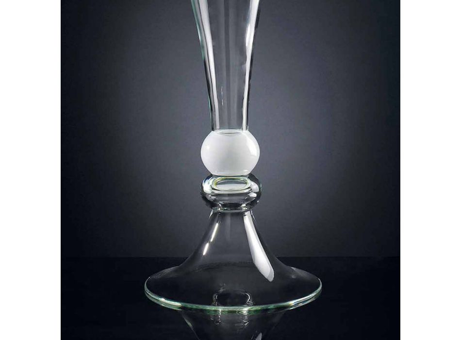 Vaso Ornamental de Vidro Transparente com Esfera Branca Fabricado na Itália - Vanissa Viadurini