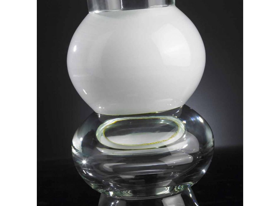 Vaso Ornamental de Vidro Transparente com Esfera Branca Fabricado na Itália - Vanissa Viadurini