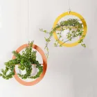 Vaso de flores suspenso em aço e cerâmica made in Italy - Leotta Viadurini