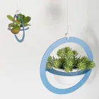 Vaso de flores suspenso em aço e cerâmica made in Italy - Leotta Viadurini