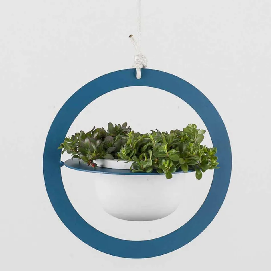 Vaso de flores suspenso em aço e cerâmica made in Italy - Leotta Viadurini