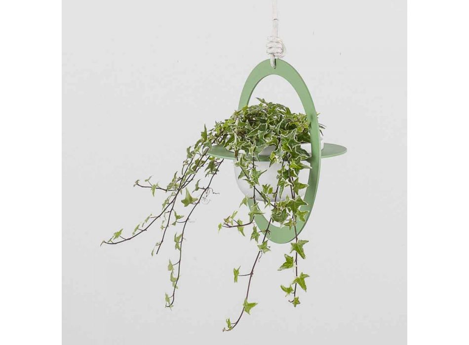 Vaso de flores suspenso em aço e cerâmica made in Italy - Leotta Viadurini