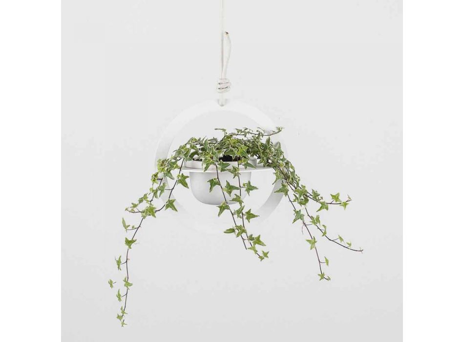Vaso de flores suspenso em aço e cerâmica made in Italy - Leotta Viadurini