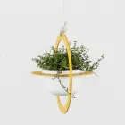 Vaso de flores suspenso em aço e cerâmica made in Italy - Leotta Viadurini