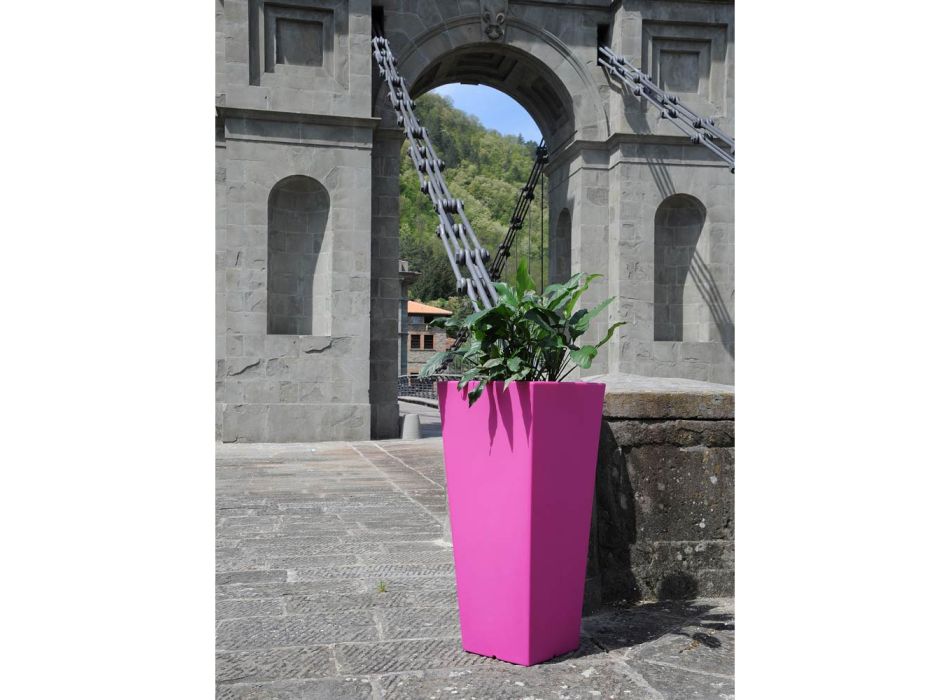 Vaso de jardim quadrado colorido Fluo com luz feito na Itália - Avanas Viadurini