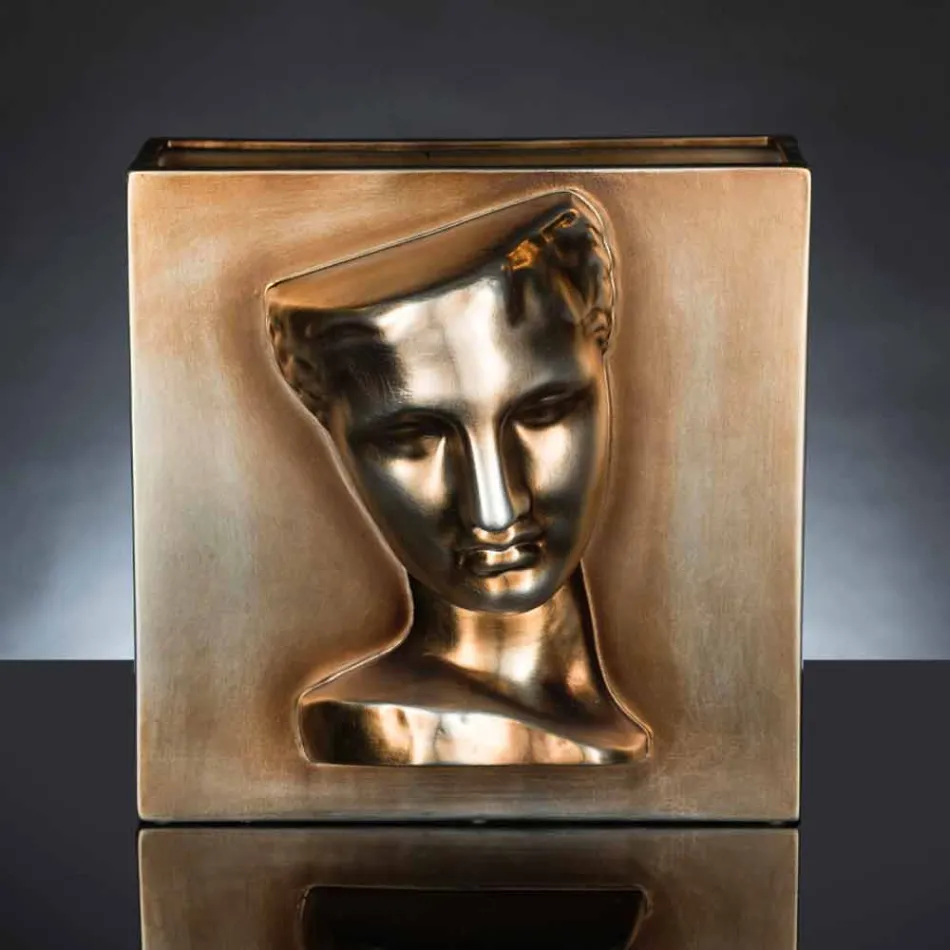 Vaso Retangular Moderno em Cerâmica Colorida Feito à Mão na Itália - Lucas Viadurini