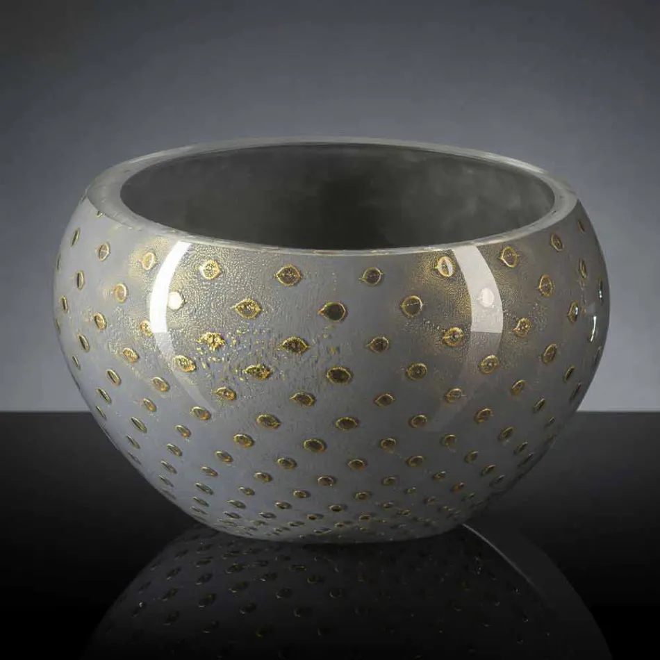 Vaso redondo para interior em vidro Murano colorido feito na Itália - Asper Viadurini