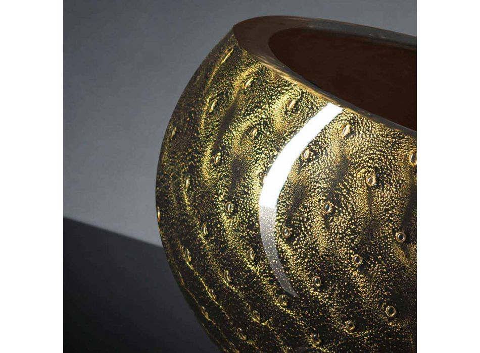 Vaso redondo para interior em vidro Murano colorido feito na Itália - Asper Viadurini