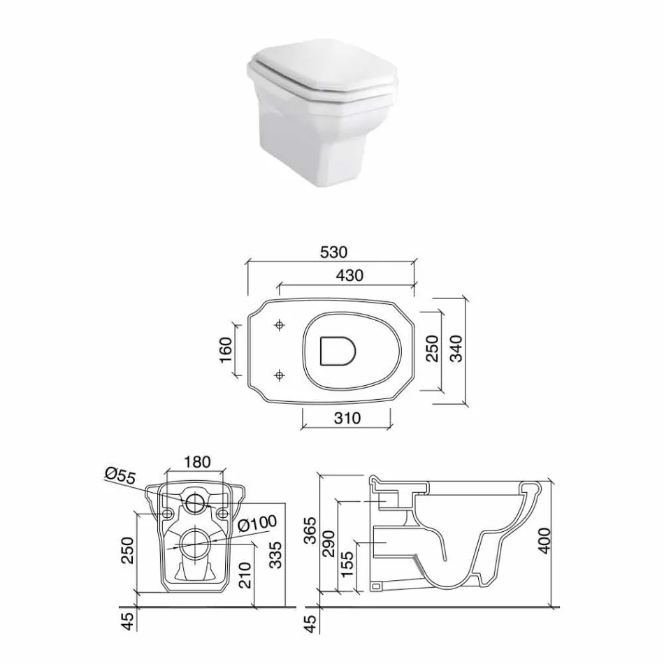 Vaso suspenso de cerâmica branca em estilo clássico, fabricado na Itália - Nausica Viadurini