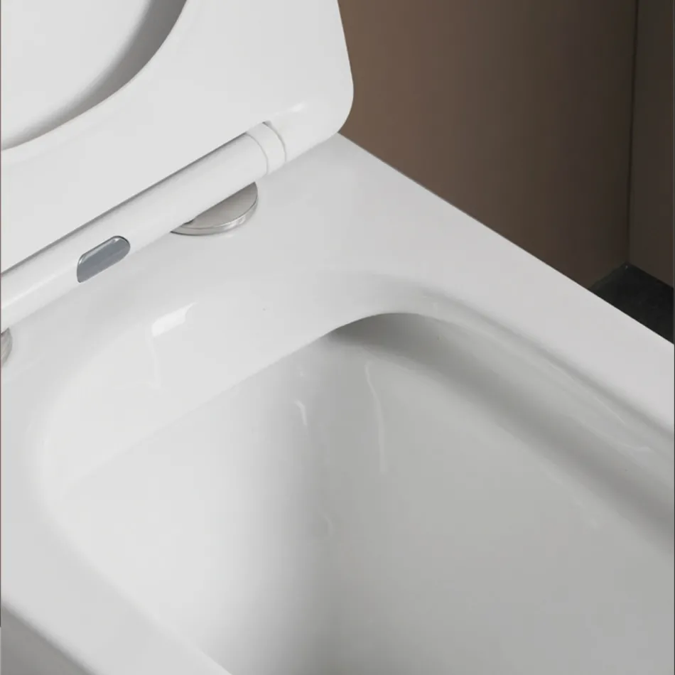 Vaso sanitário de chão com assento cerâmico de fechamento suave e design moderno - Giunco Viadurini