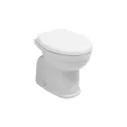 Vaso sanitário moderno de cerâmica branca para instalação no chão, com assento de poliéster - Sílica Viadurini