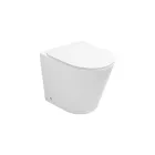 Vaso sanitário de chão sem aro com assento de fechamento suave em cerâmica branca - Juniper   Viadurini