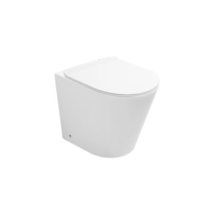 Vaso sanitário de chão sem aro com assento de fechamento suave em cerâmica branca - Juniper   Viadurini
