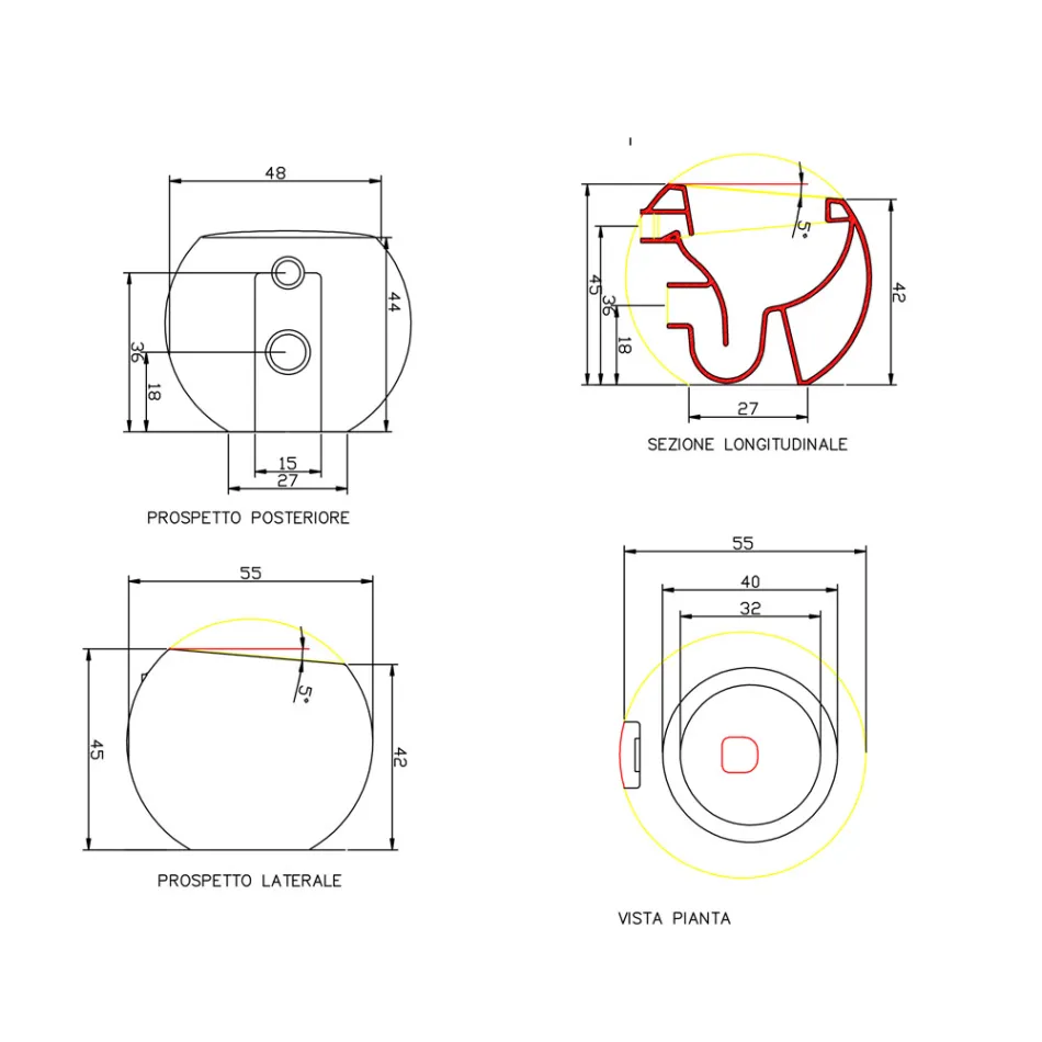 Vaso de vaso esférico de design em cerâmica Made in Italy, Fanna Viadurini