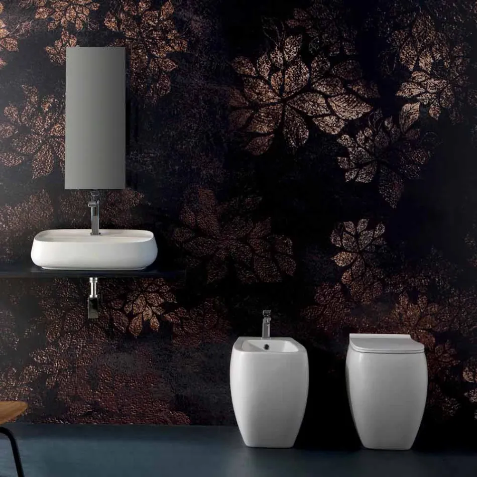 Vaso de cerâmica branca WC com design moderno Gais, fabricado na Itália Viadurini