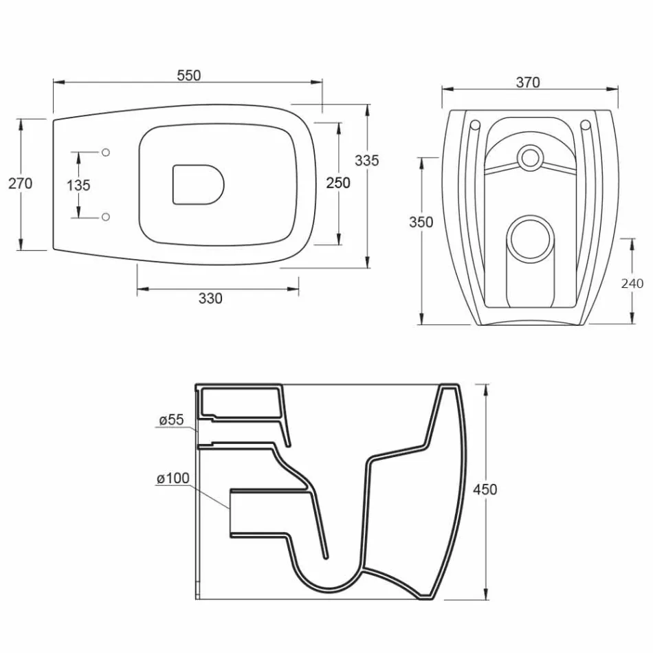Vaso higiênico de cerâmica branca de design moderno Gais, produzido na Itália Viadurini