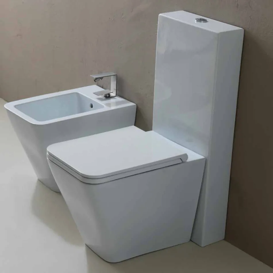 Design moderno de cerâmica branca WC Sun Square, feito na Itália Viadurini