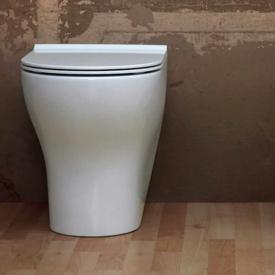 Vaso sanitário cerâmico branco Estrela 54x35cm feito na Itália, design moderno Viadurini