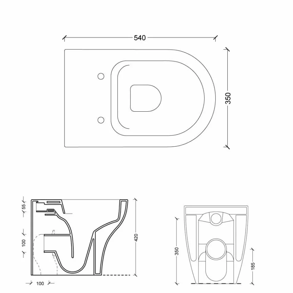 Vaso sanitário cerâmico branco Estrela 54x35cm feito na Itália, design moderno Viadurini