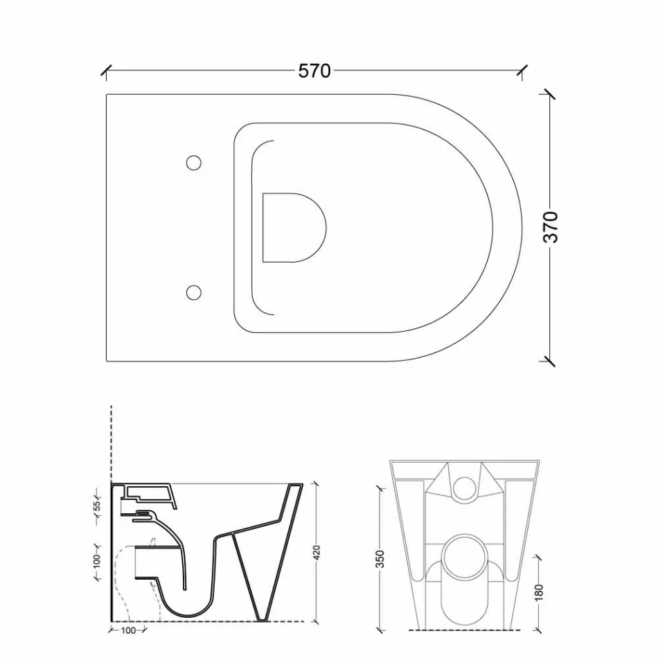 Moderna cerâmica branca vaso sanitário Sun Rodada 57x37 cm made in Italy Viadurini